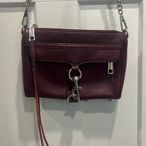 Rebecca Minkoff Mini Mac Clutch‎ Crossbody (H652I01C) Maroon Red 100% Leather